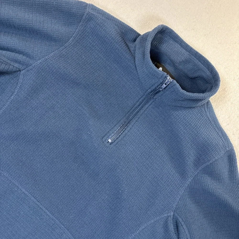 Mack Russo 1/4 Zip Fleece Grid Men's Medium Blue Kangaroo Pocket